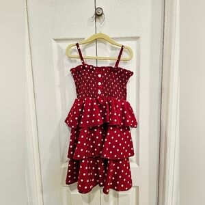 Red Polka Dot Tiered Dress Size 100